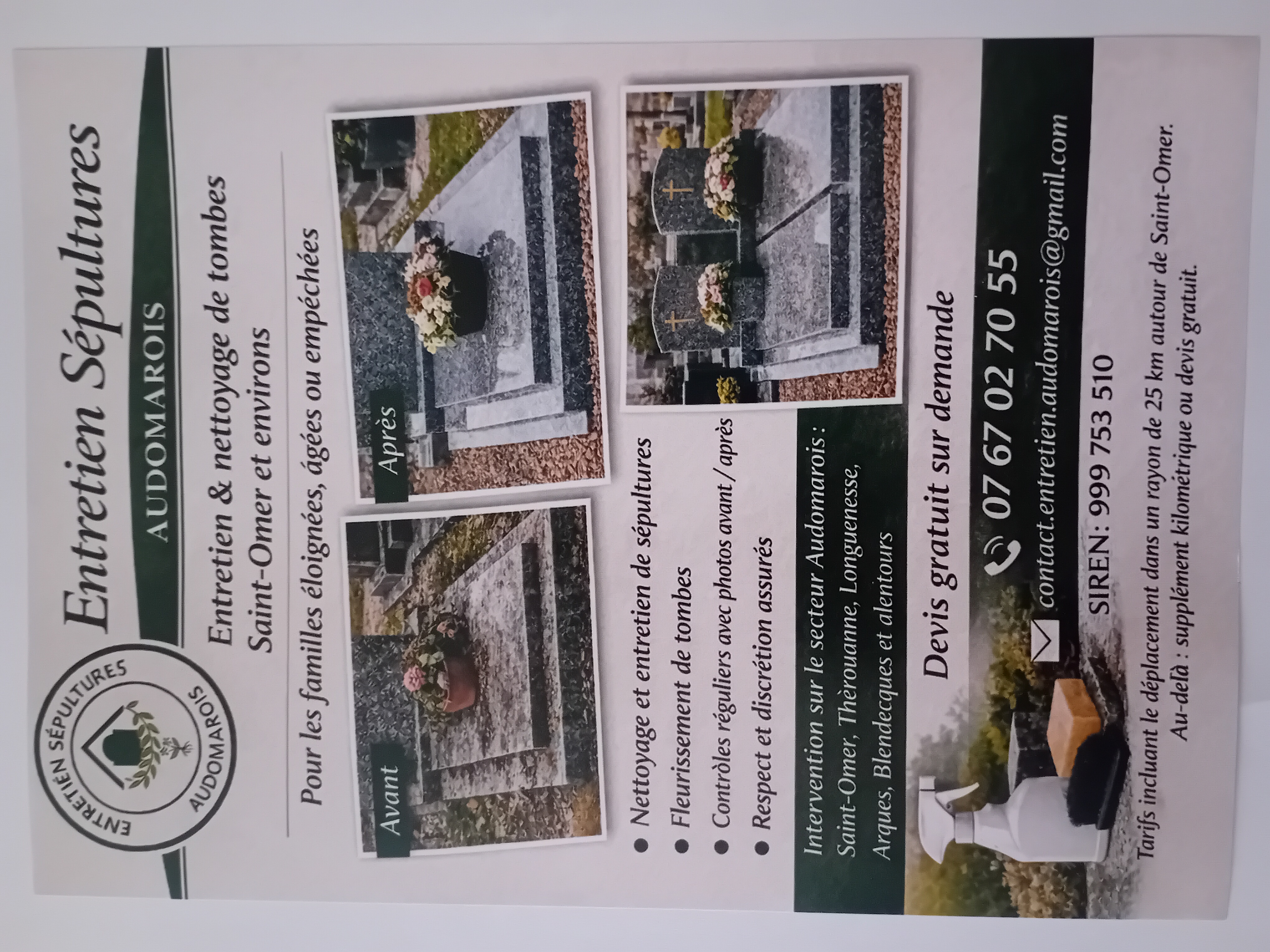 Flyer Entretien Sépulture Audomarois